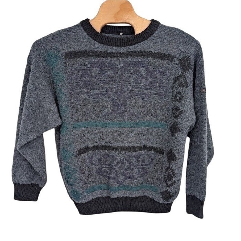 Vintage Boss men's Chunky Knit Sweaters Pullover Blue Sz 42(L)